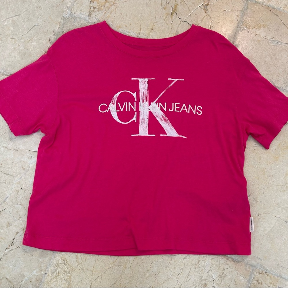 Calvin Klein Jeans Pink/White Short Sleeve T-Shirt Size S